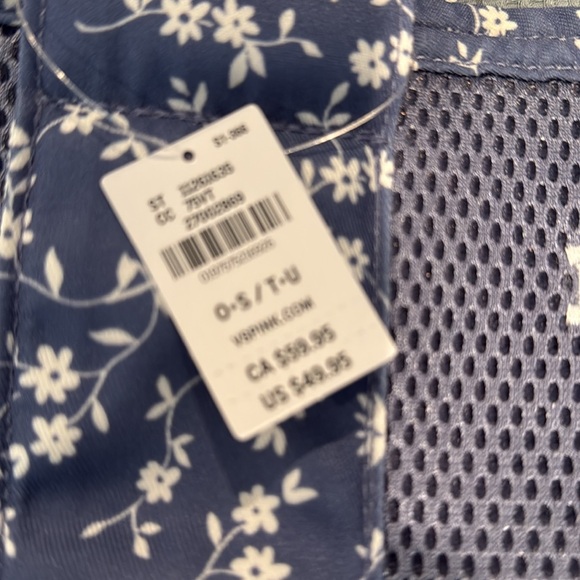 Pink by Victoria’s Secret Blue Mesh Pool Beach Large Tote Bag Blue & Floral NWT - Picture 2 of 7